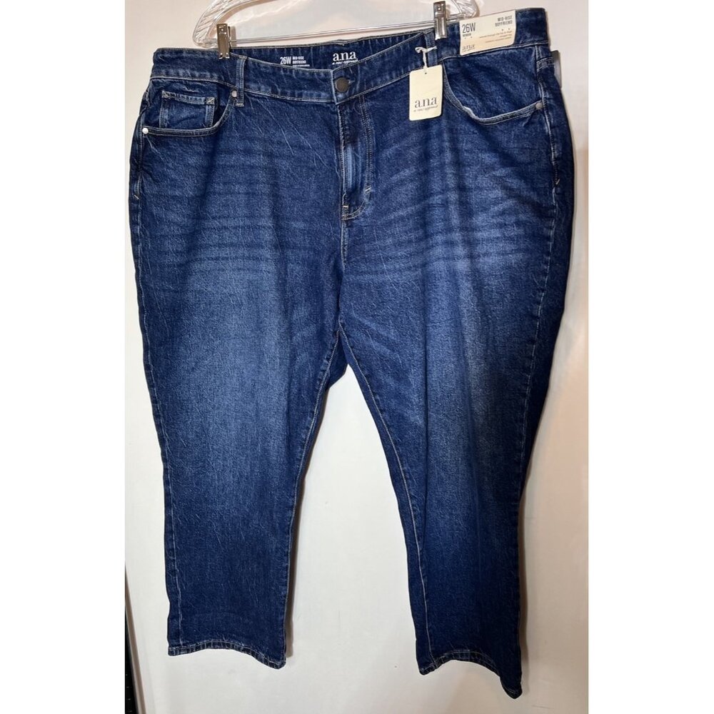 A.n.a.‎ Mid-rise Boyfriend Jeans Relaxed Hip Thigh Straight Leg 26W